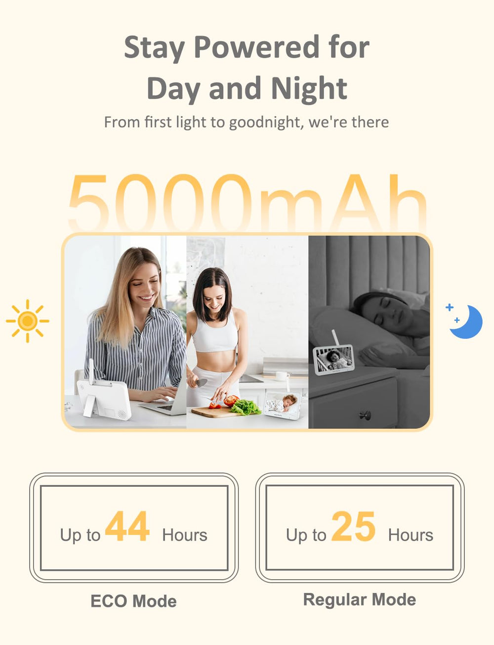 Baby Ganibs 25-hour battery for extended trips or overnight use