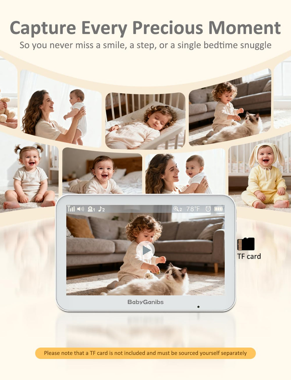 Baby Ganibs wifi-free monitor with private, reliable connection