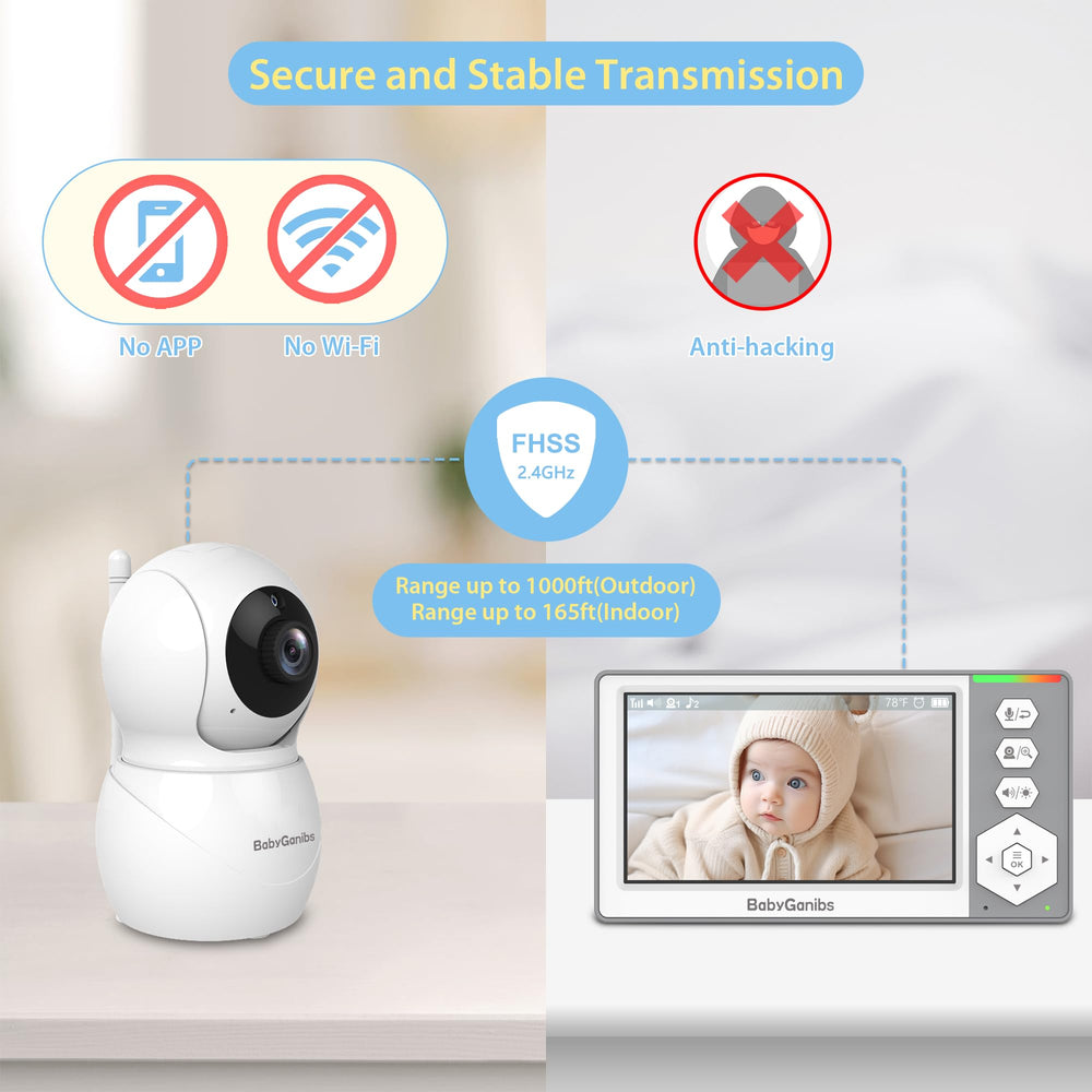 Baby Ganibs battery life display emphasizes long-lasting monitoring sessions