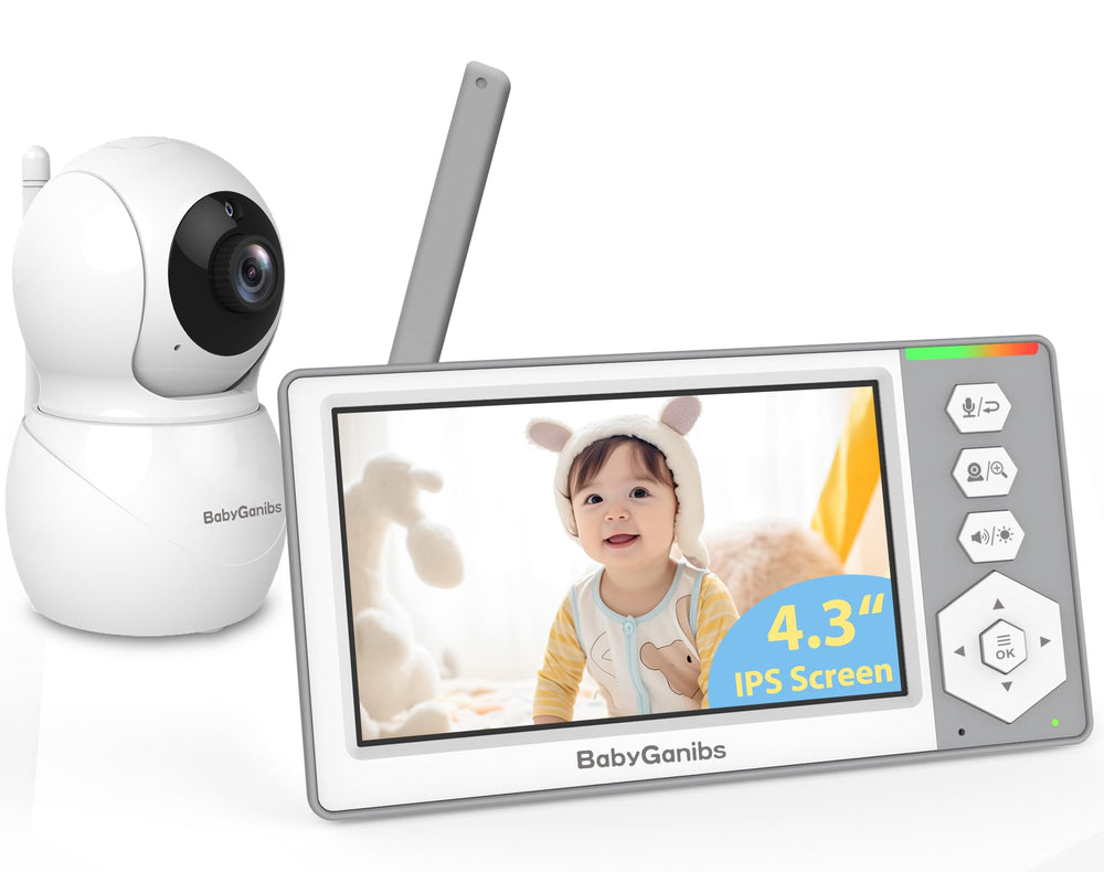 Baby Ganibs monitor front view shows a compact unit for easy placement in the nursery