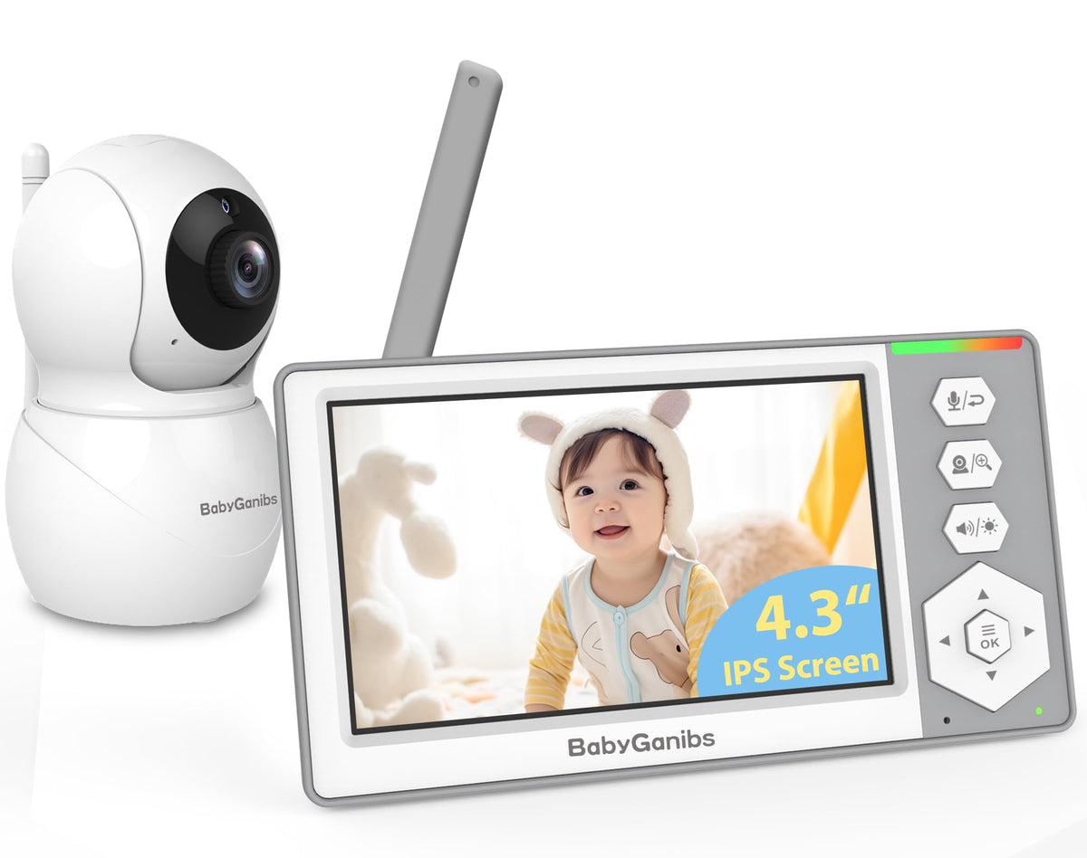 Baby Ganibs monitor front view shows a compact unit for easy placement in the nursery
