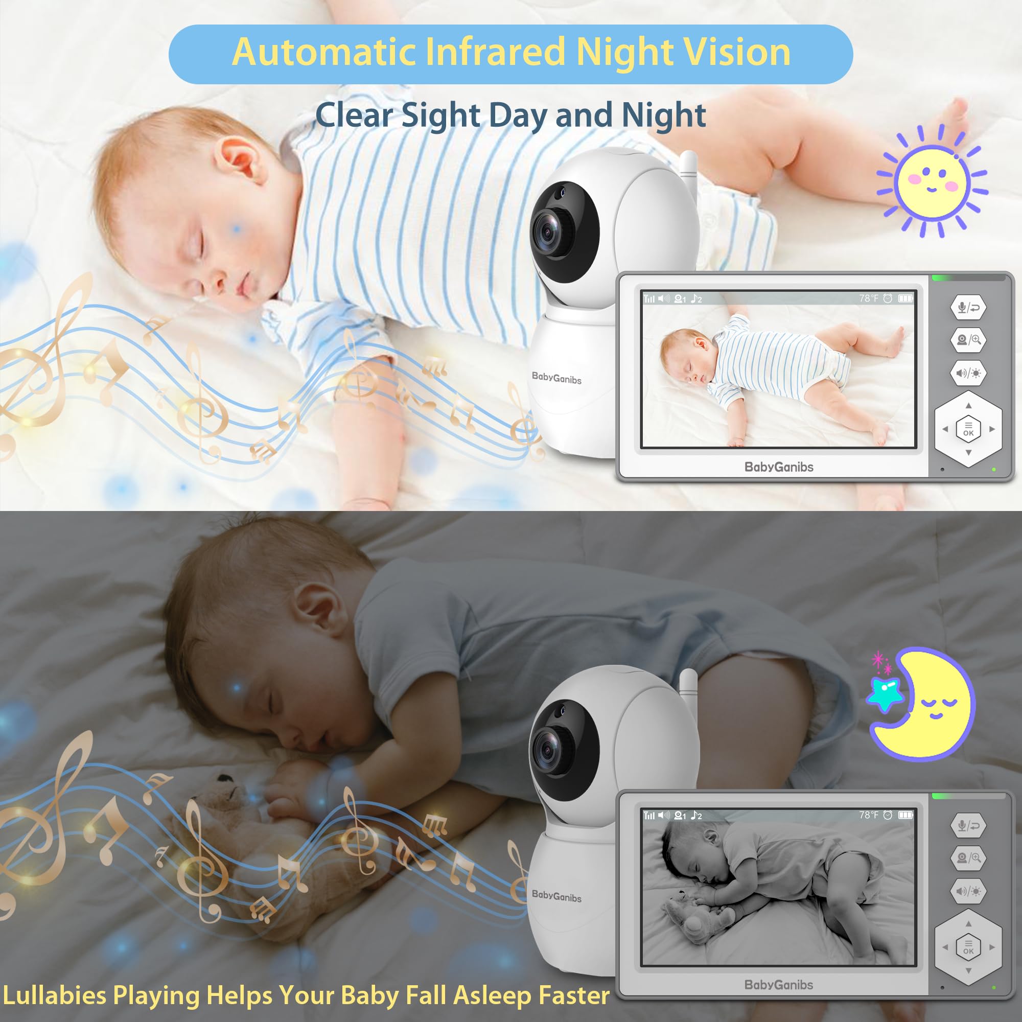Baby Ganibs night vision captures clear baby visuals in low light