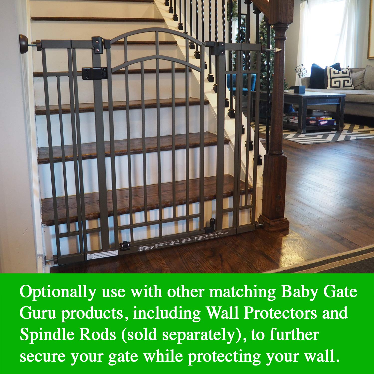 Baby Gate Guru 2-pack in packaging highlights extra-long rods.