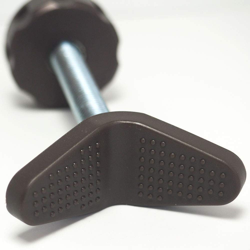 Padded end Y-spindle close-up showing grip on curved banisters with Baby Gate Guru