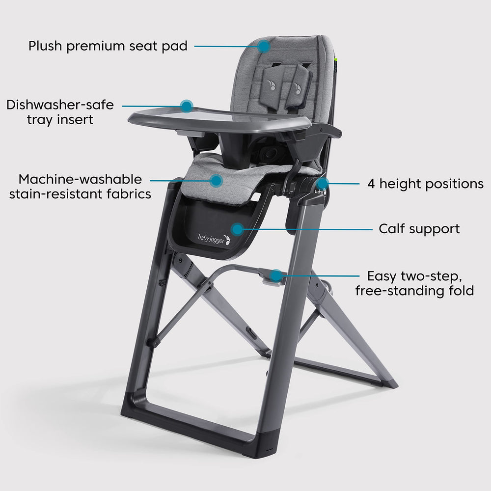 Calf support on the City Bistro high chair graphite for comfort.