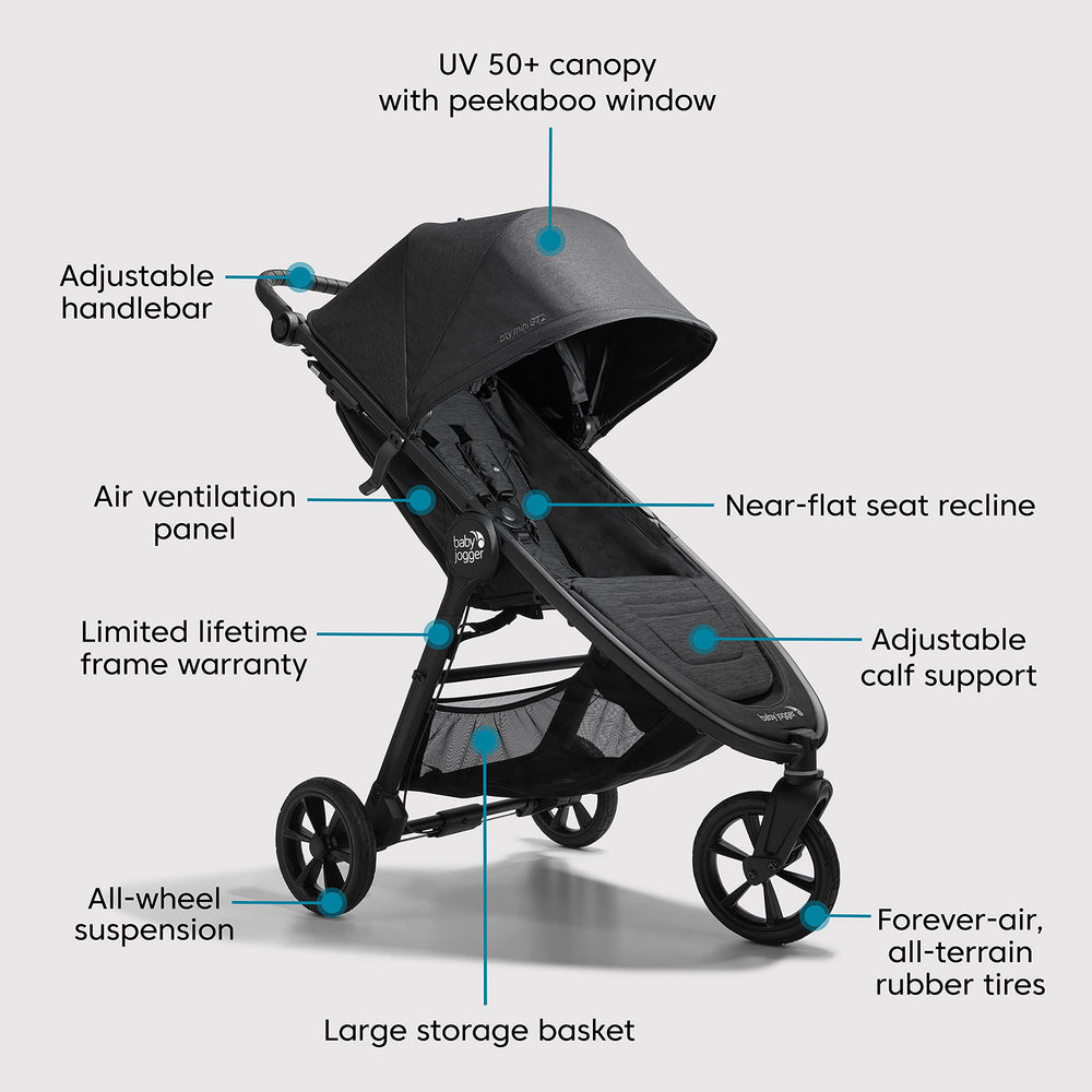 Baby Jogger City Mini GT2 UV 50+ canopy with peekaboo window for shade