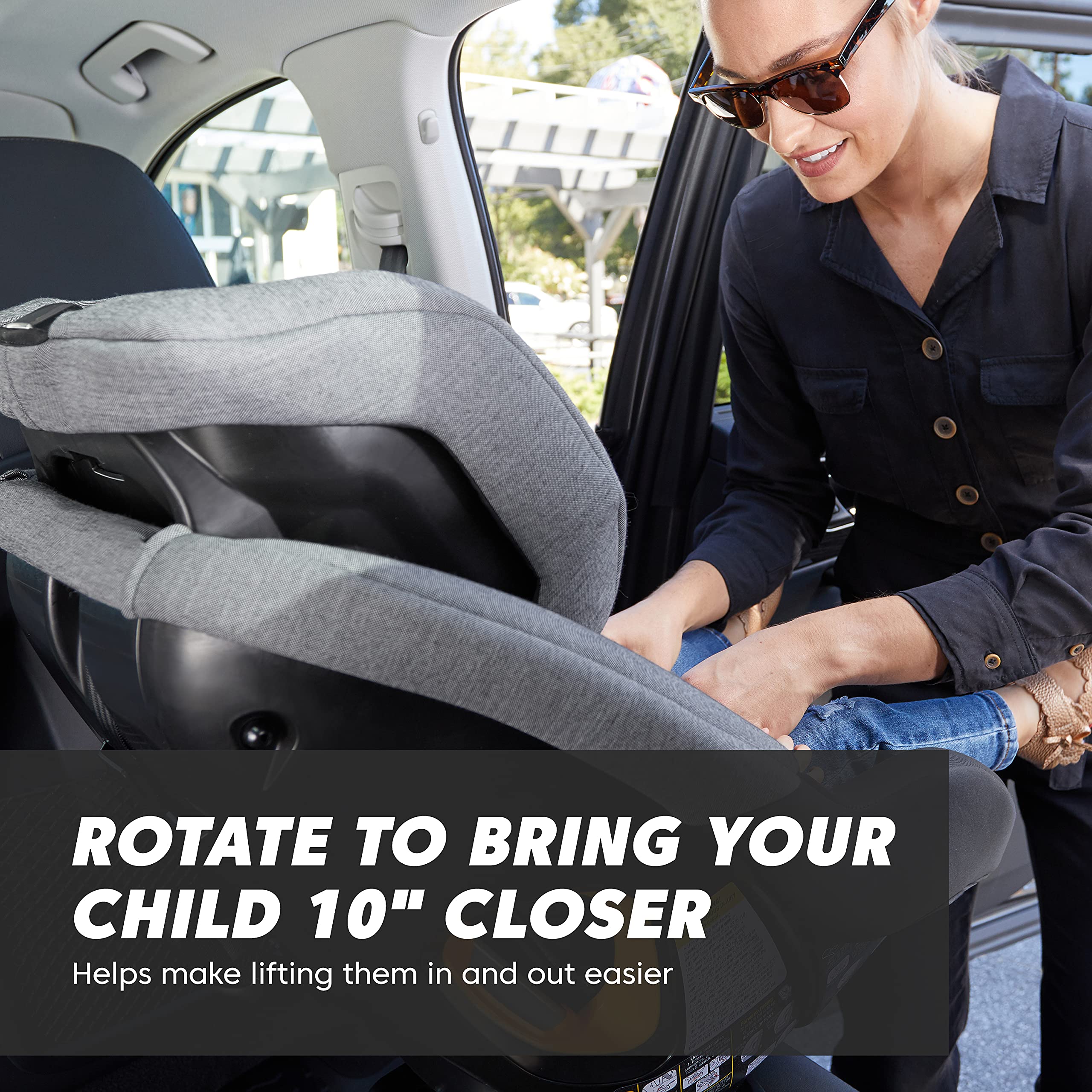 City Turn with 10-position headrest for customizable rear-facing comfort