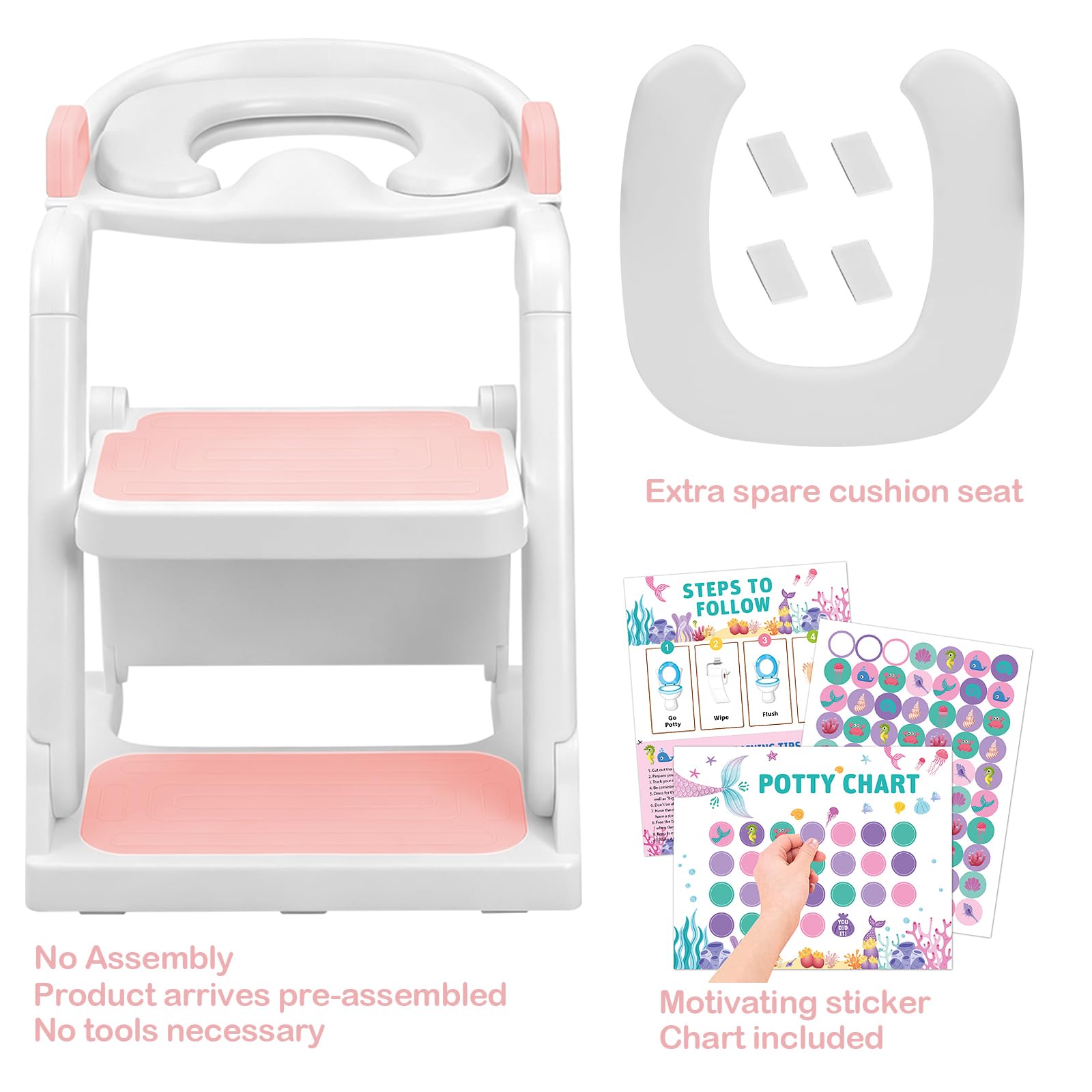 BABY JOYCE design fits standard and elongated toilets for versatility.