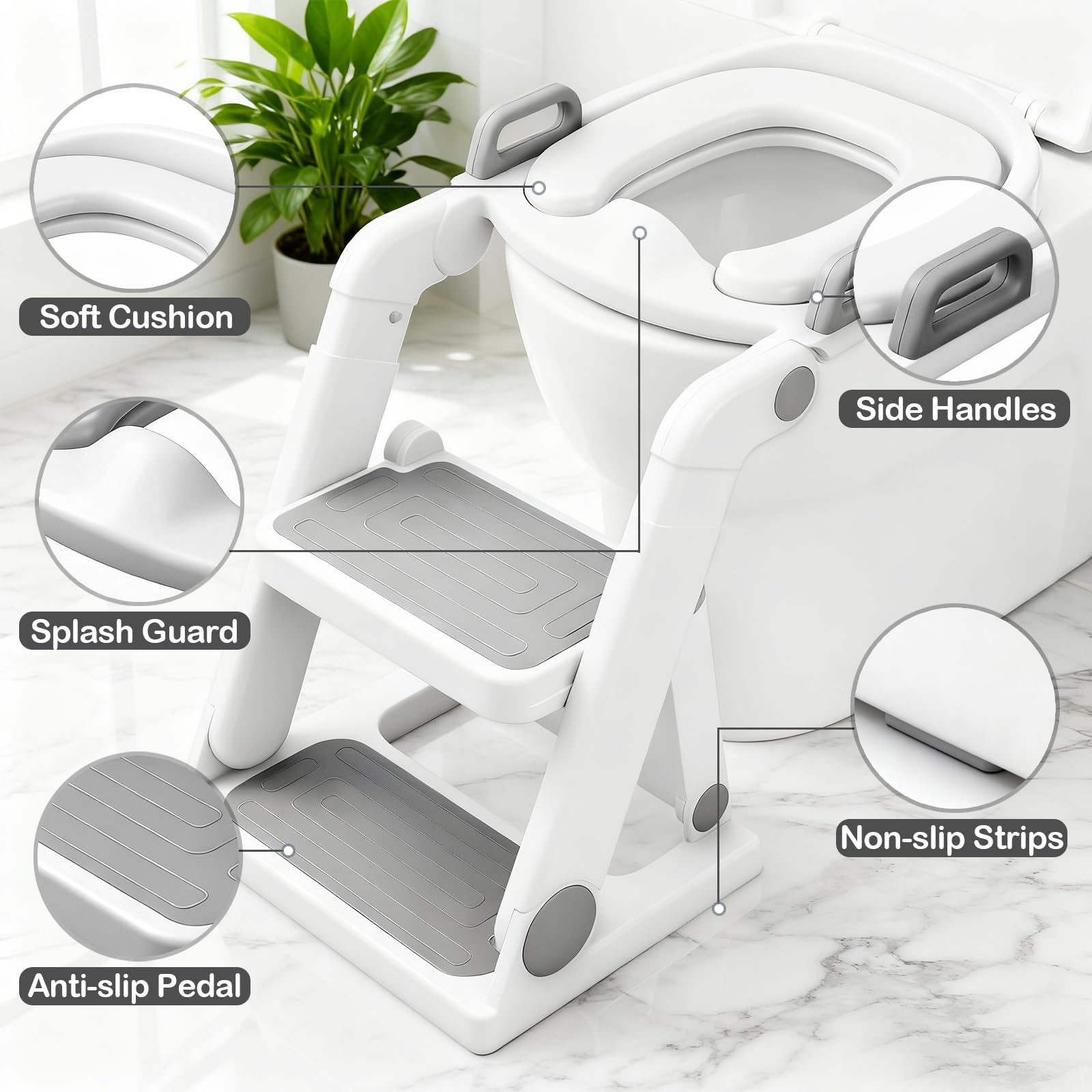 BABY JOYCE potty seat splash guard helps maintain a clean bathroom