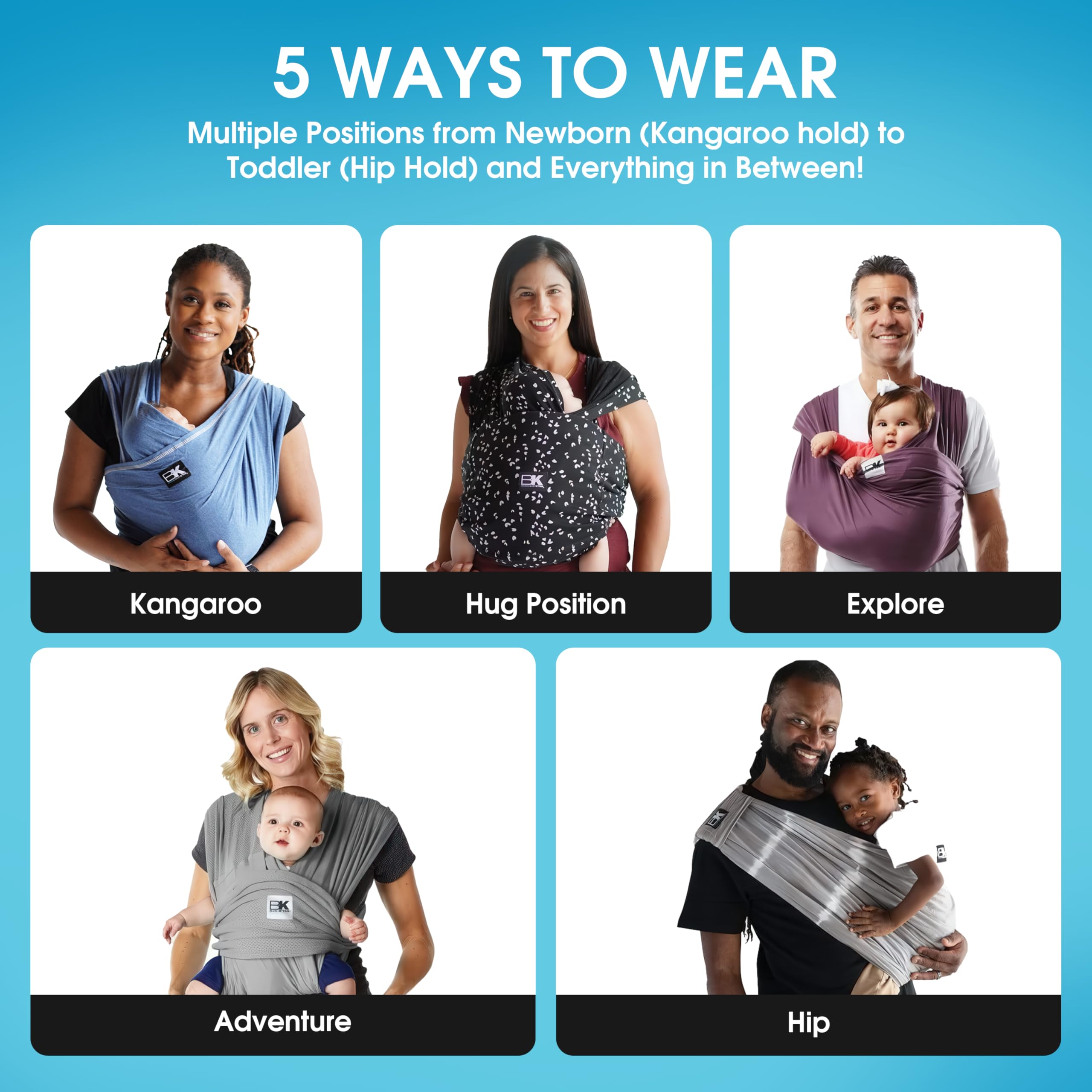 Baby K'tan Original breathable cotton fabric helps keep both comfortable.