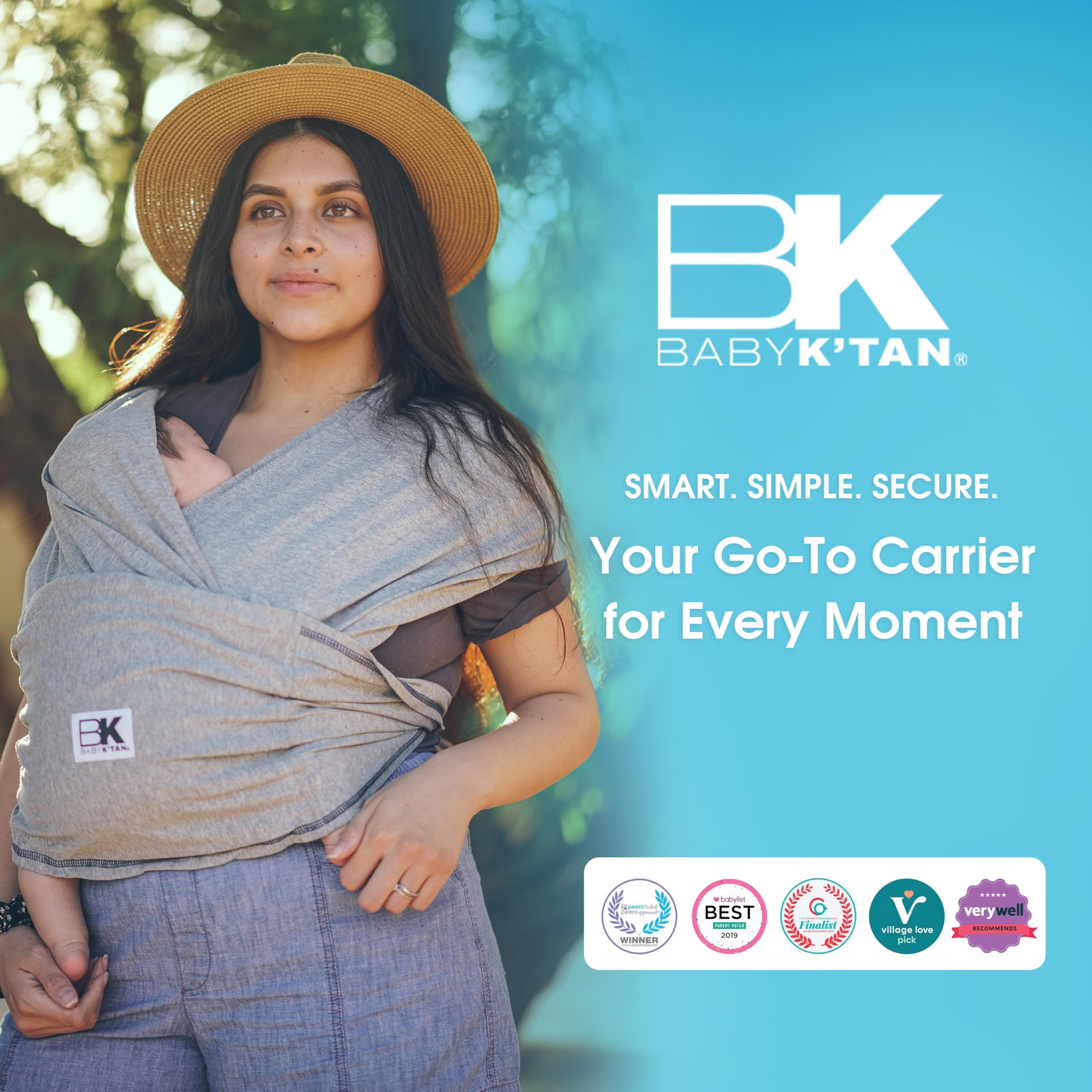 Baby K'tan Original no-wrap ease makes wearing quick and discreet.