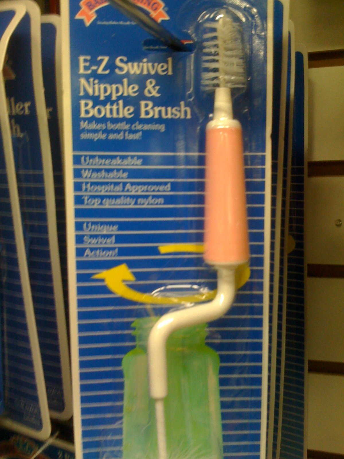 Baby King E-Z Swivel Nipple Brush closeup with nylon bristles for gentle scrubbing