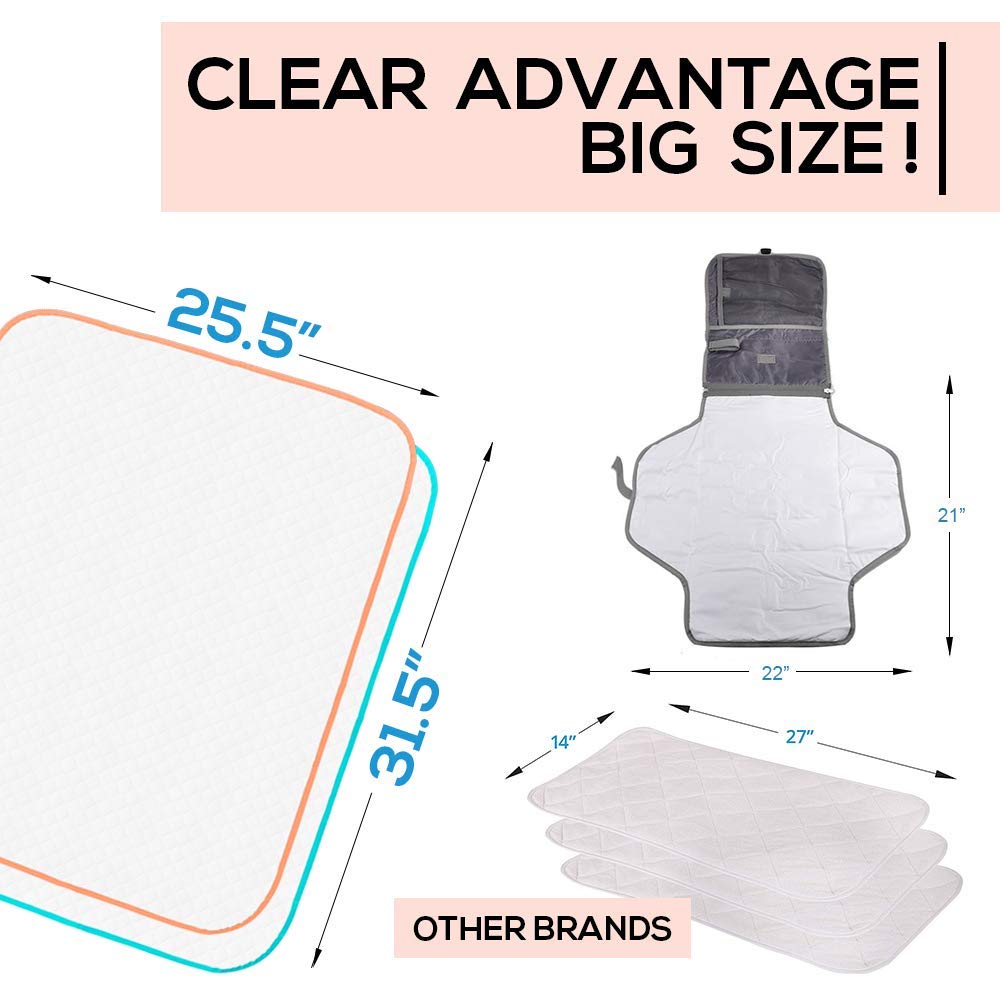 BABY LOOVI portable changing pad, large size flat for comfortable diaper changes.
