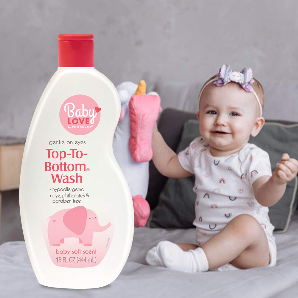 Baby Love Top to Bottom Wash pump dispense view for everyday baby baths.