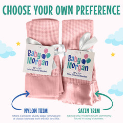 Baby Morgan blanket 36x50 size demonstrates generous coverage for infants and toddlers.