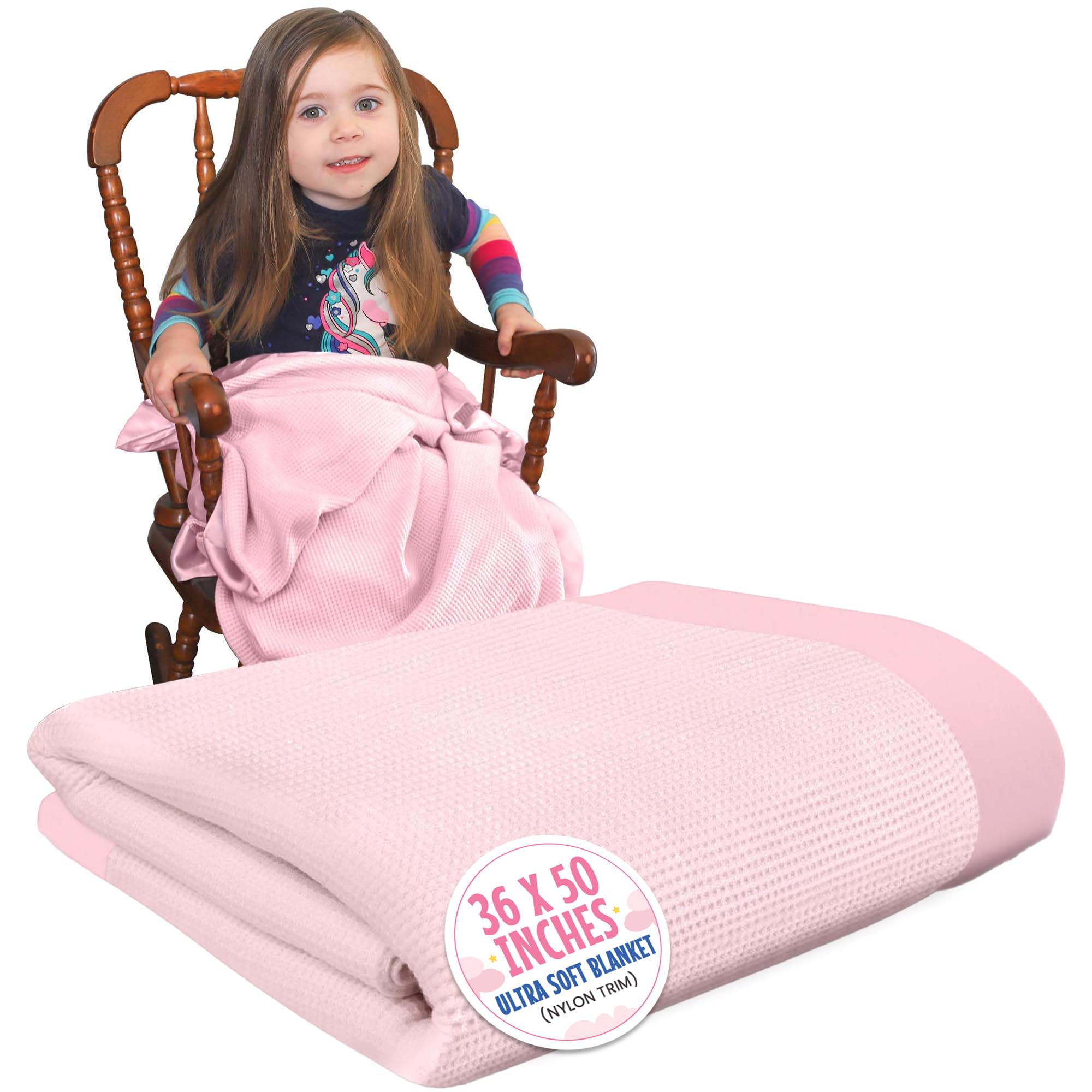 Baby Morgan blanket thermal waffle knit close-up shows plush warmth for naps.