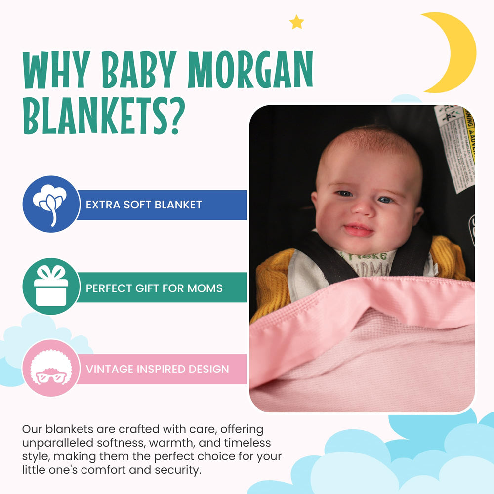 Baby Morgan blanket warm and cozy for crib or stroller on chilly days.