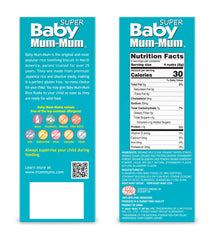 Baby Mum-Mum organic crackers label, gluten-free and allergen-free.