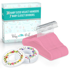 Baby Nest Designs velvet hangers protect delicate baby fabrics with a soft grip