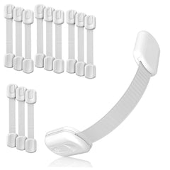 Baby Proof Me 3M adhesive safety strap securing a cabinet for child-safe storage.