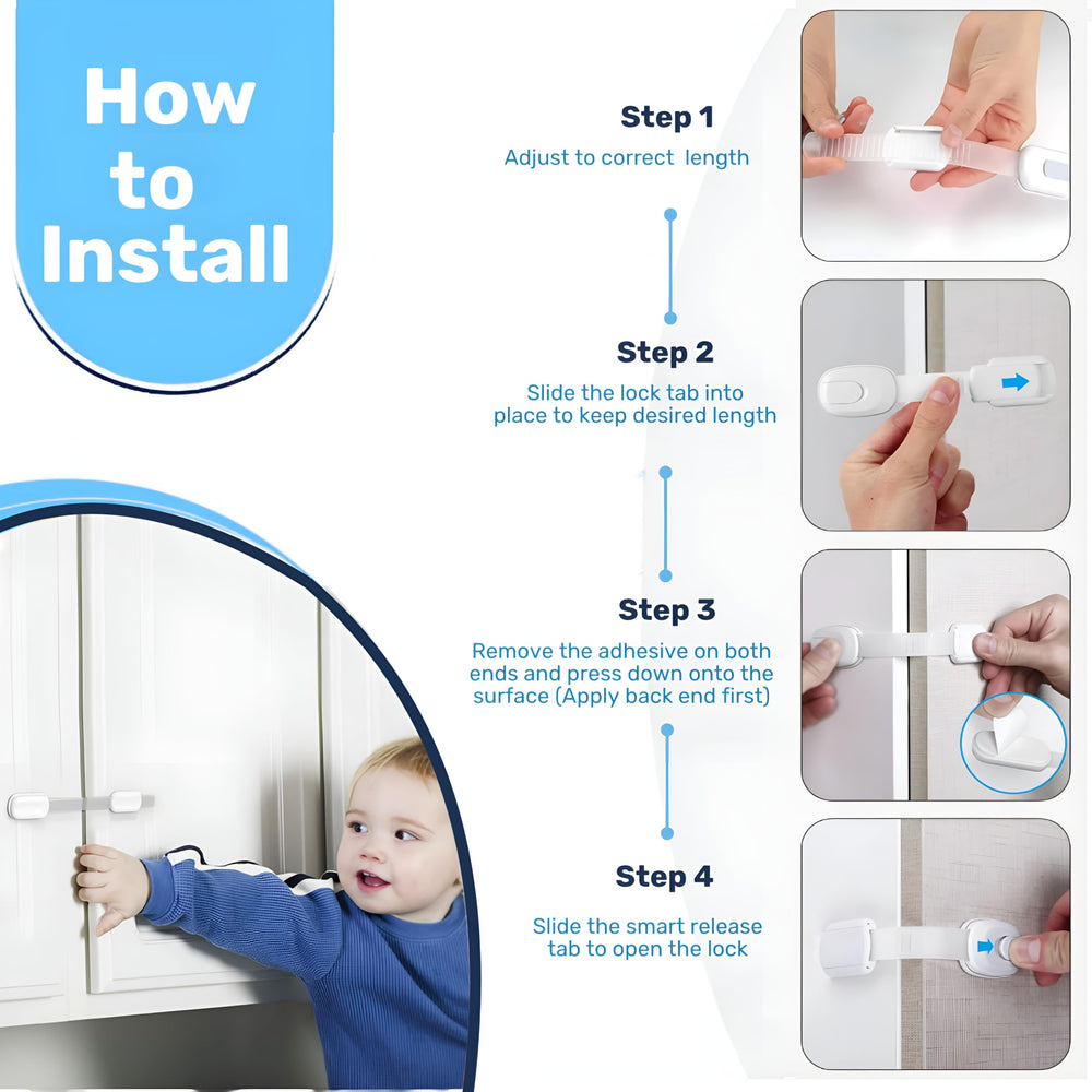 Baby Proof Me adhesive safety strap on oven door for added kitchen safety.