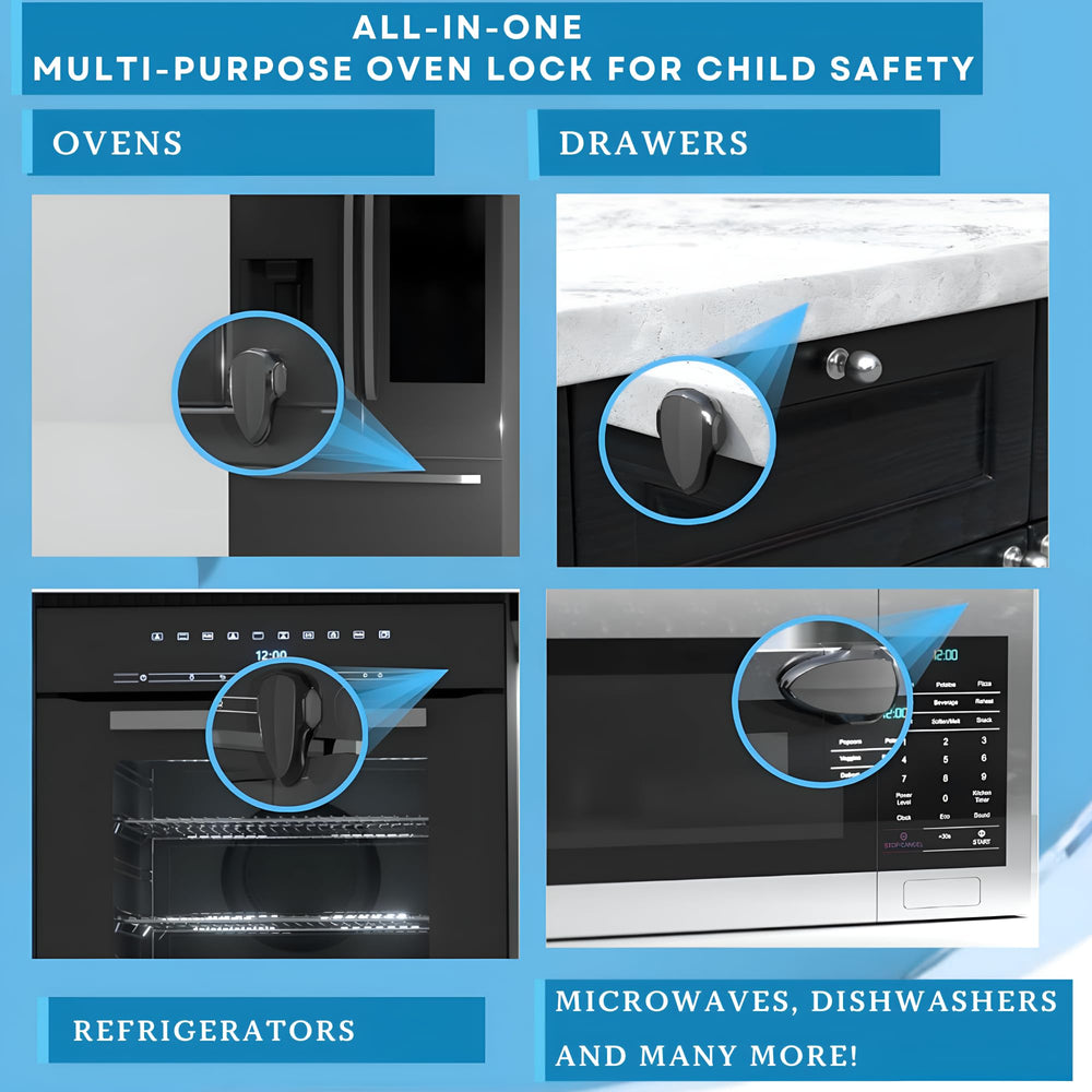 Baby Proof Me black matte finish blends with stove aesthetics.