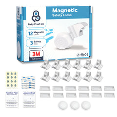 Baby Proof Me 12-locks pack on cabinet fronts for child safety and tidy appearance.