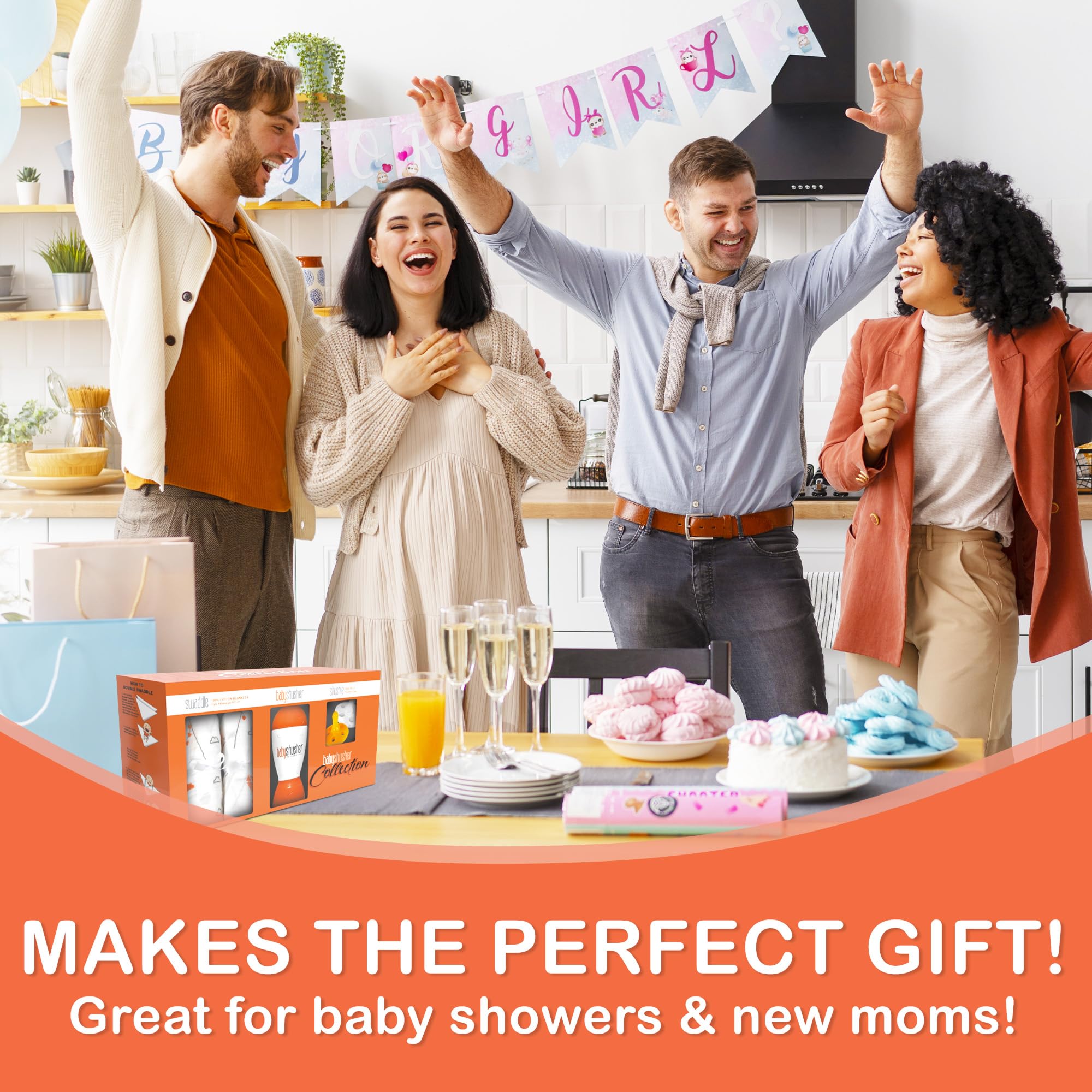 Gift-set packaging of Baby Shusher showing complete sleep-support trio.