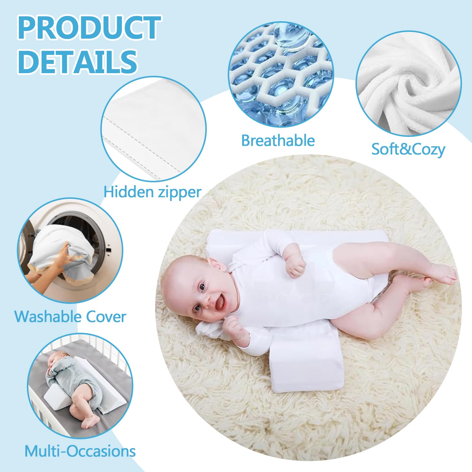 Baby Side Sleeper Wedge removable cover is easy to machine wash.