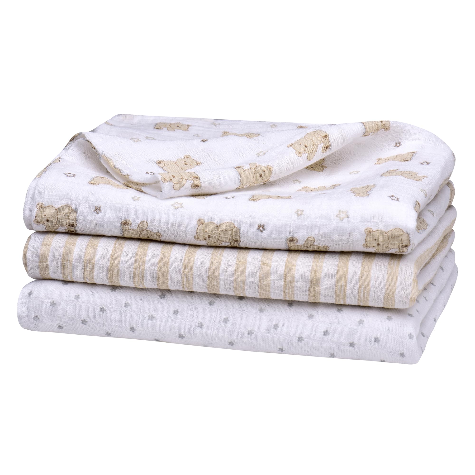 Baby Starters swaddle blankets in coordinating colors, lightweight comfort for year-round use.