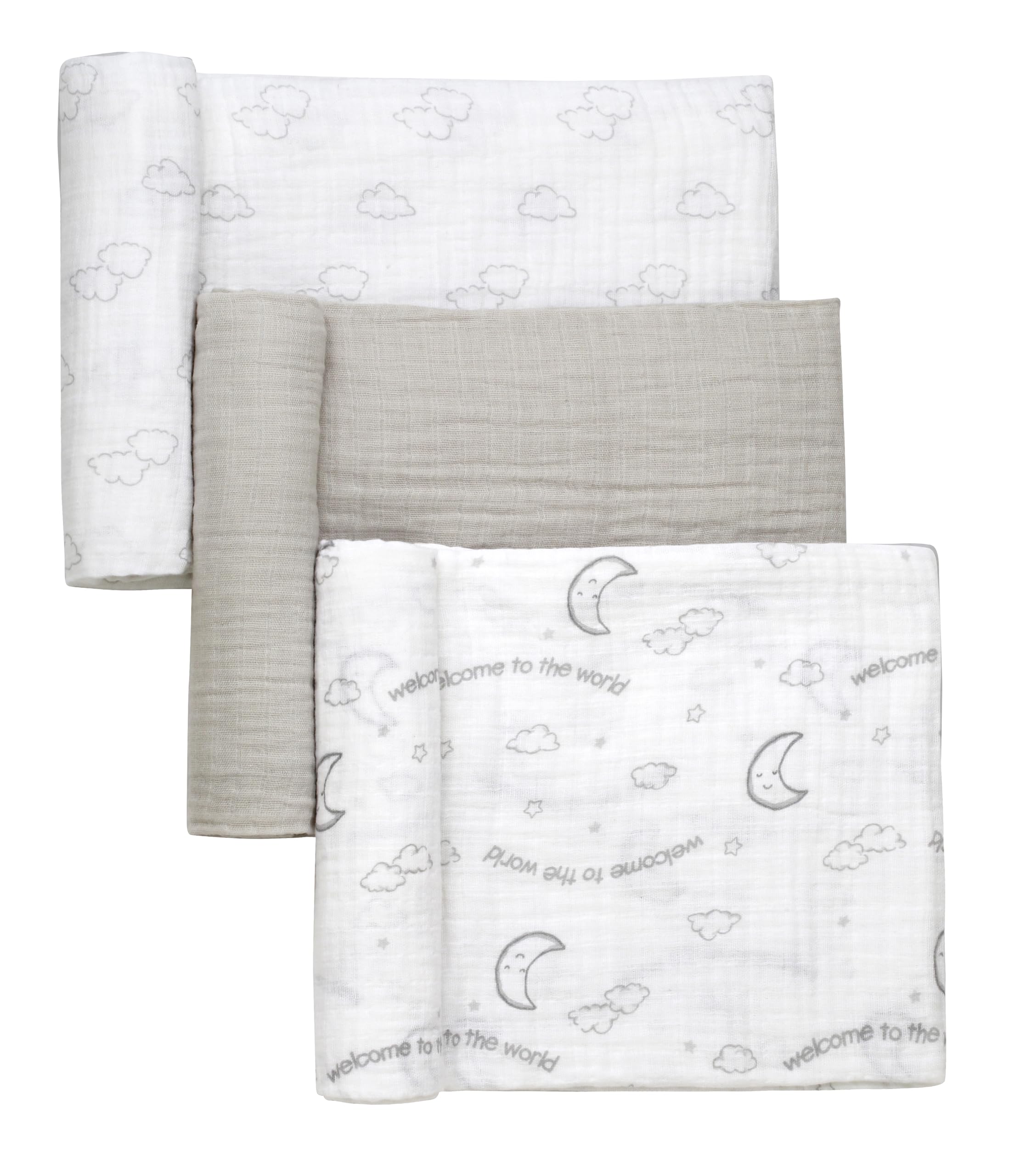 Baby Starters Moon Stars swaddle blankets pack, coordinating prints for breathable newborn layering