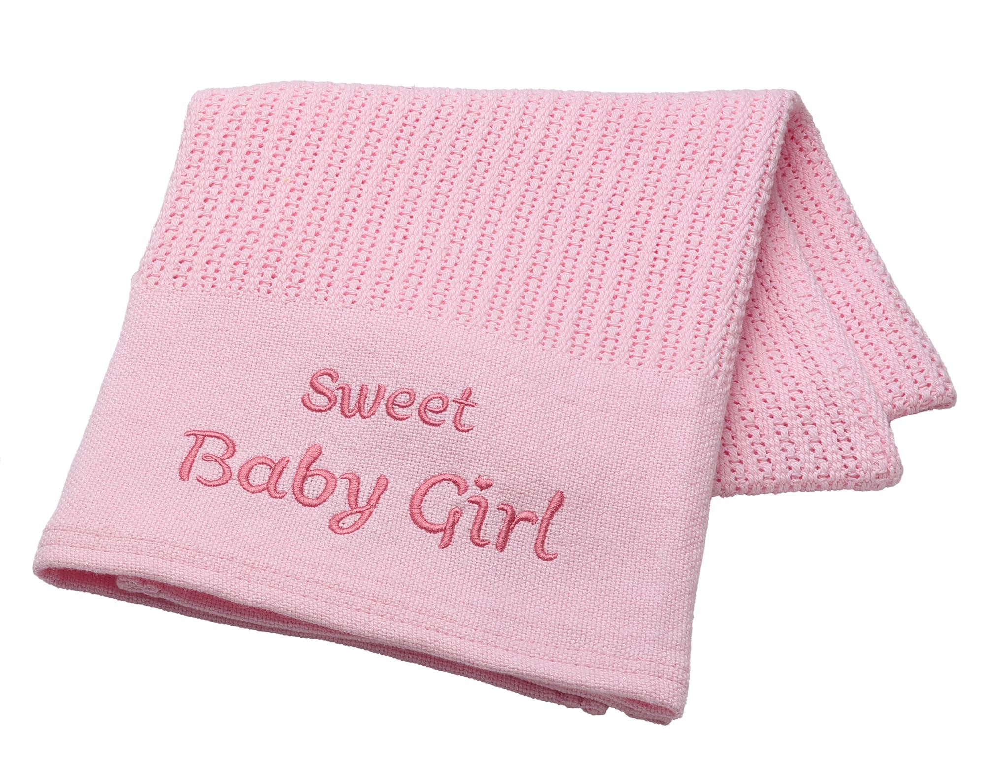 Baby Starters pink cotton knit blanket with soft texture for gentle baby skin.