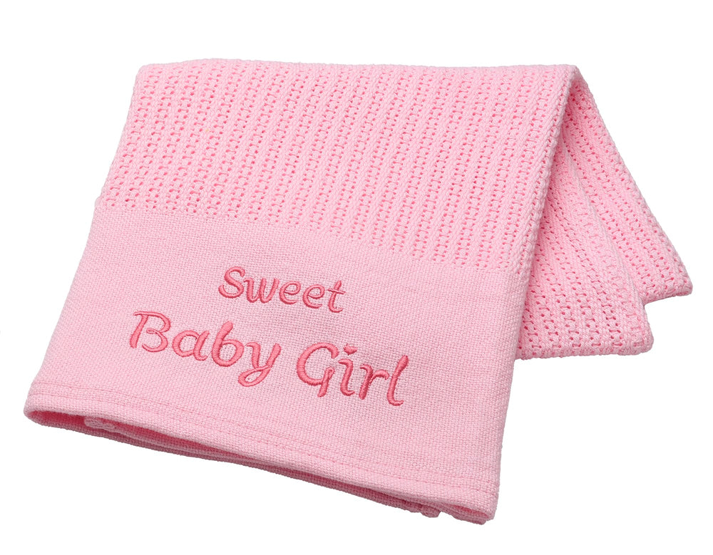 Baby Starters pink cotton knit blanket with soft texture for gentle baby skin.