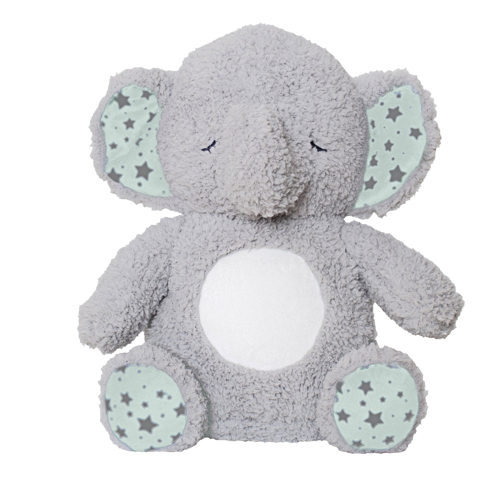 Baby Starters Soft Dreams Elephant Soother belly light glows while music plays, soothing babies.