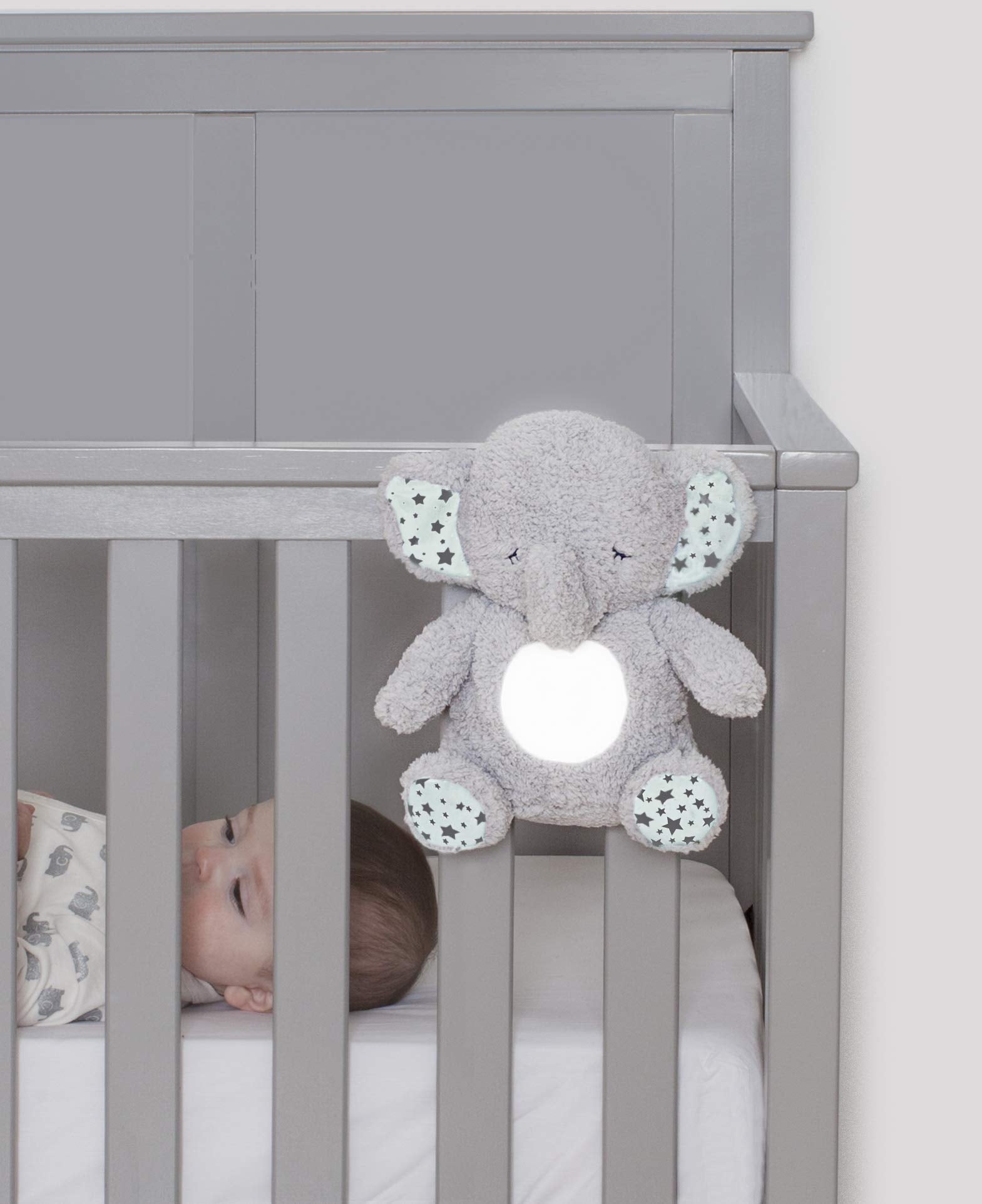 Baby Starters Soft Dreams Elephant with embroidered eyes offers safe, comforting design.