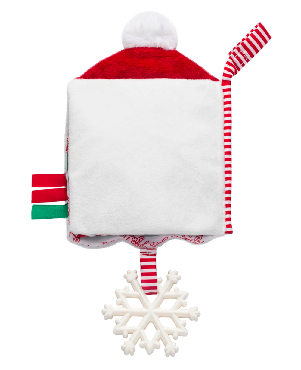 Baby Starters travel strap keeps the Santa book within reach on the go