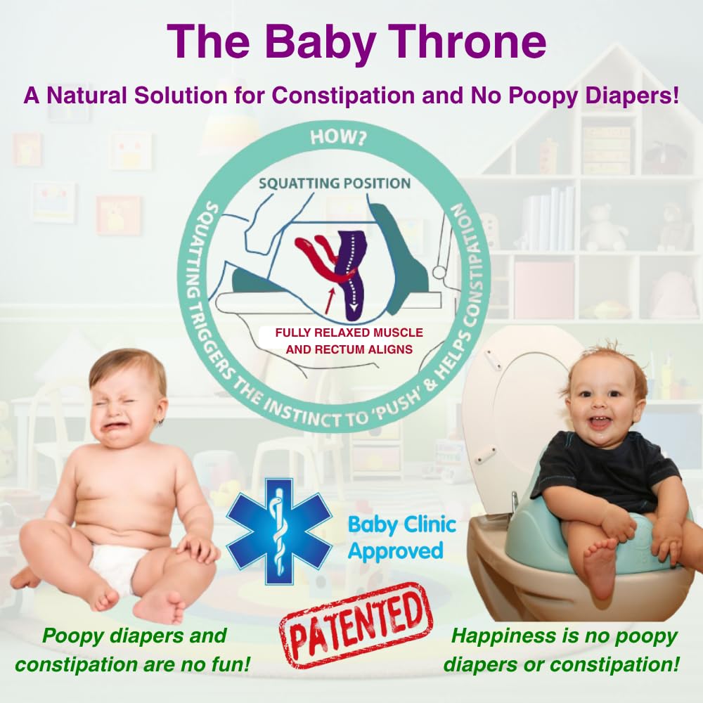 Baby Throne splash guard reduces splash during use.