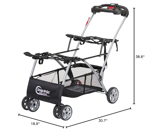 Baby Trend brand logo and stroller frame details for quality construction.