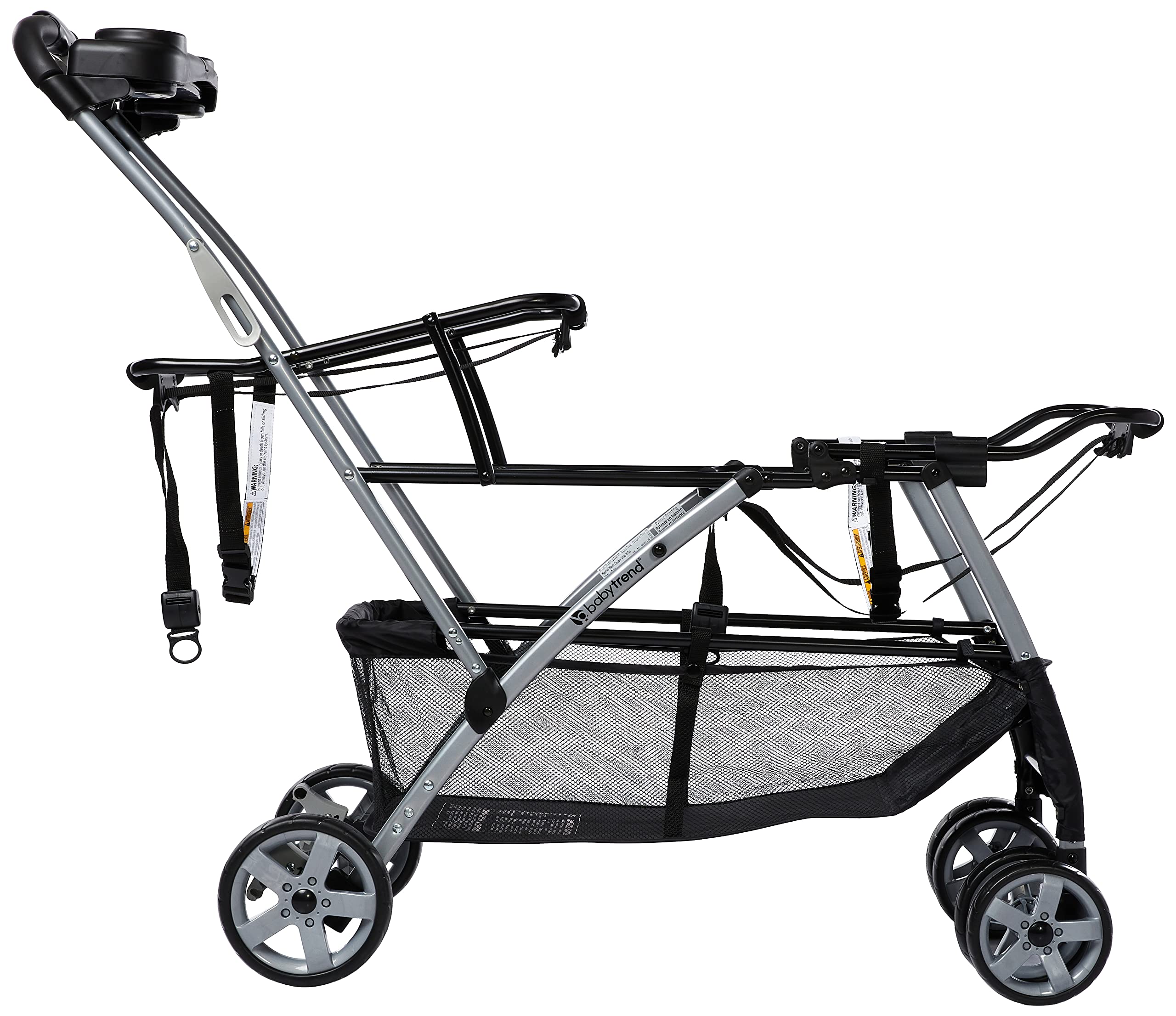 Baby Trend Snap-N-Go Double Stroller folded for compact storage.