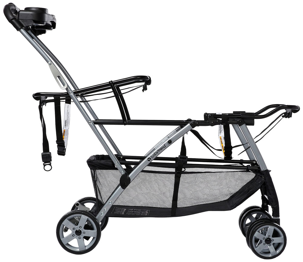 Baby Trend Snap-N-Go Double Stroller folded for compact storage.