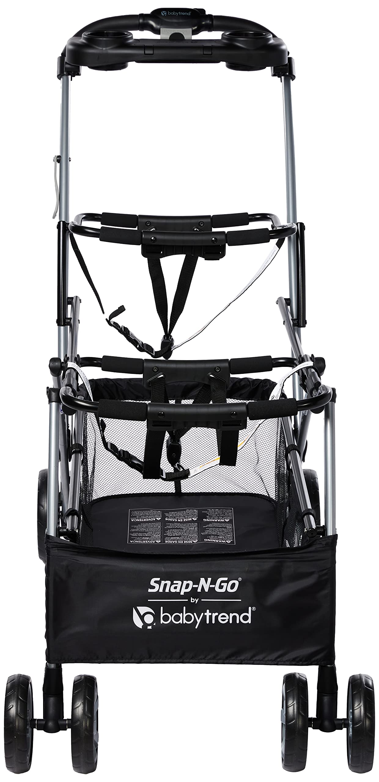 Baby Trend Snap-N-Go Double Stroller rear wheels with brakes for stability.