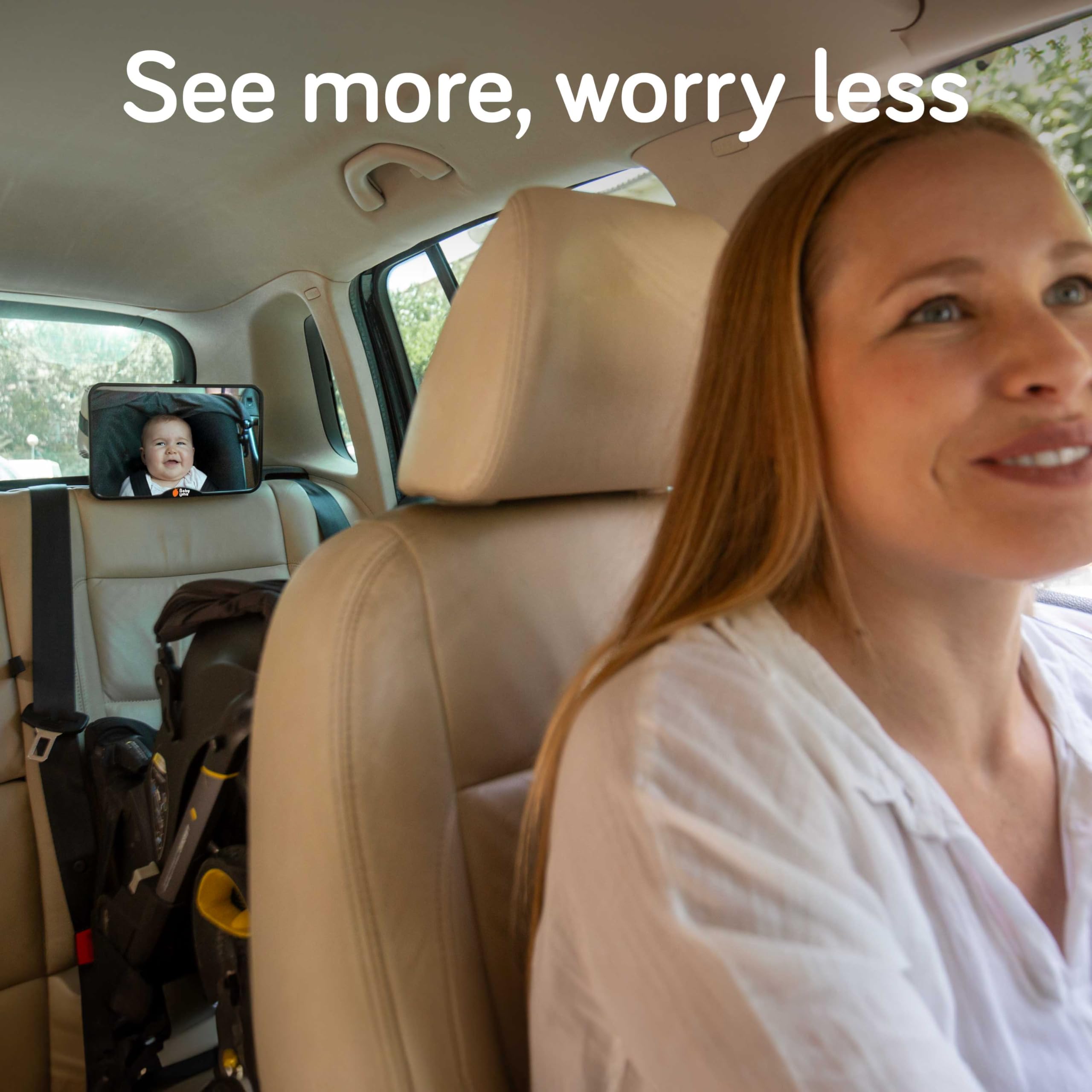 Baby Uma clear rear-facing view supports quick checks during commutes.