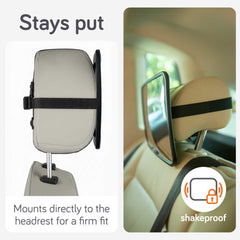 Baby Uma car mirror secure installation ensures a steady rear-seat display.