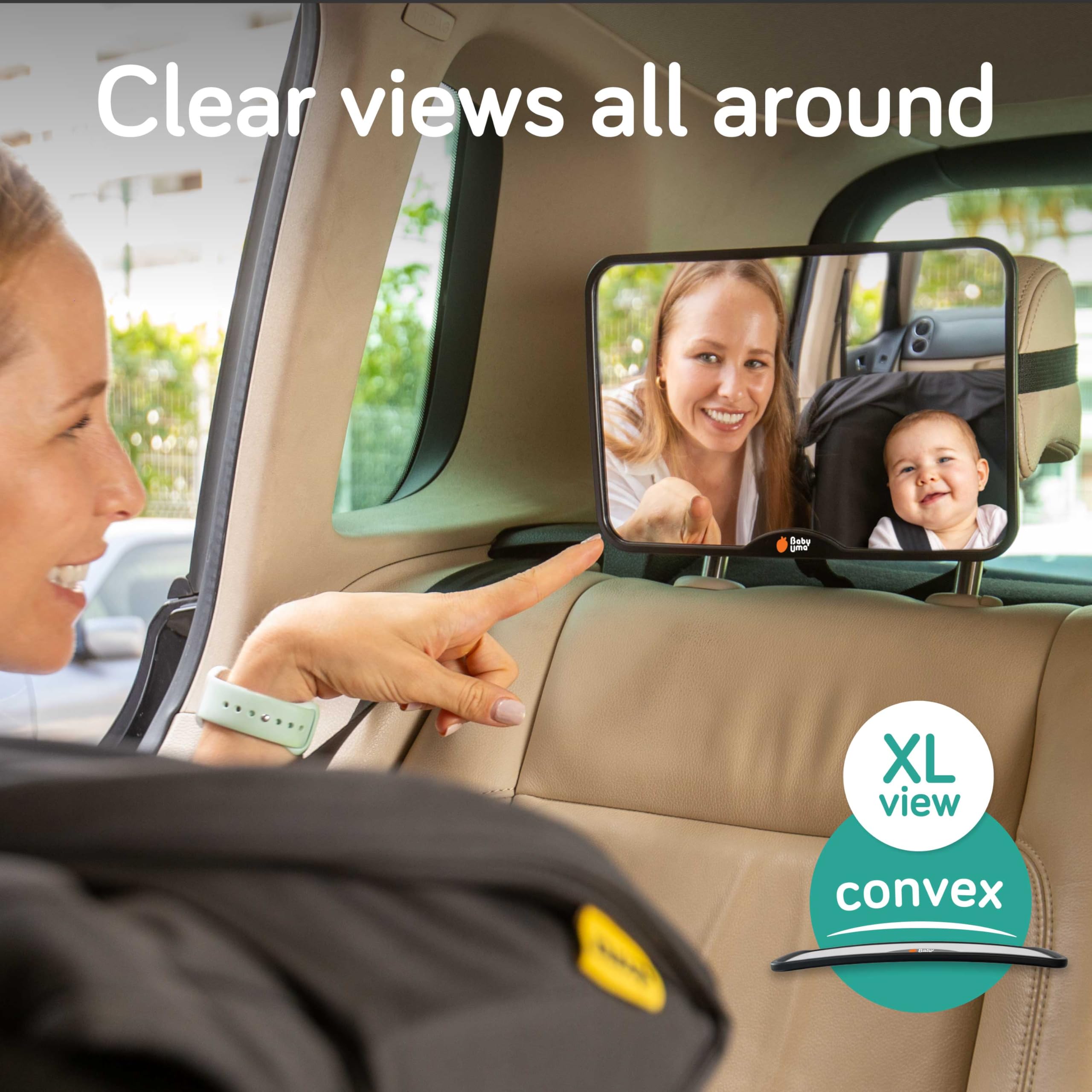 Baby Uma car mirror shatterproof design provides durable, safe monitoring on every ride.