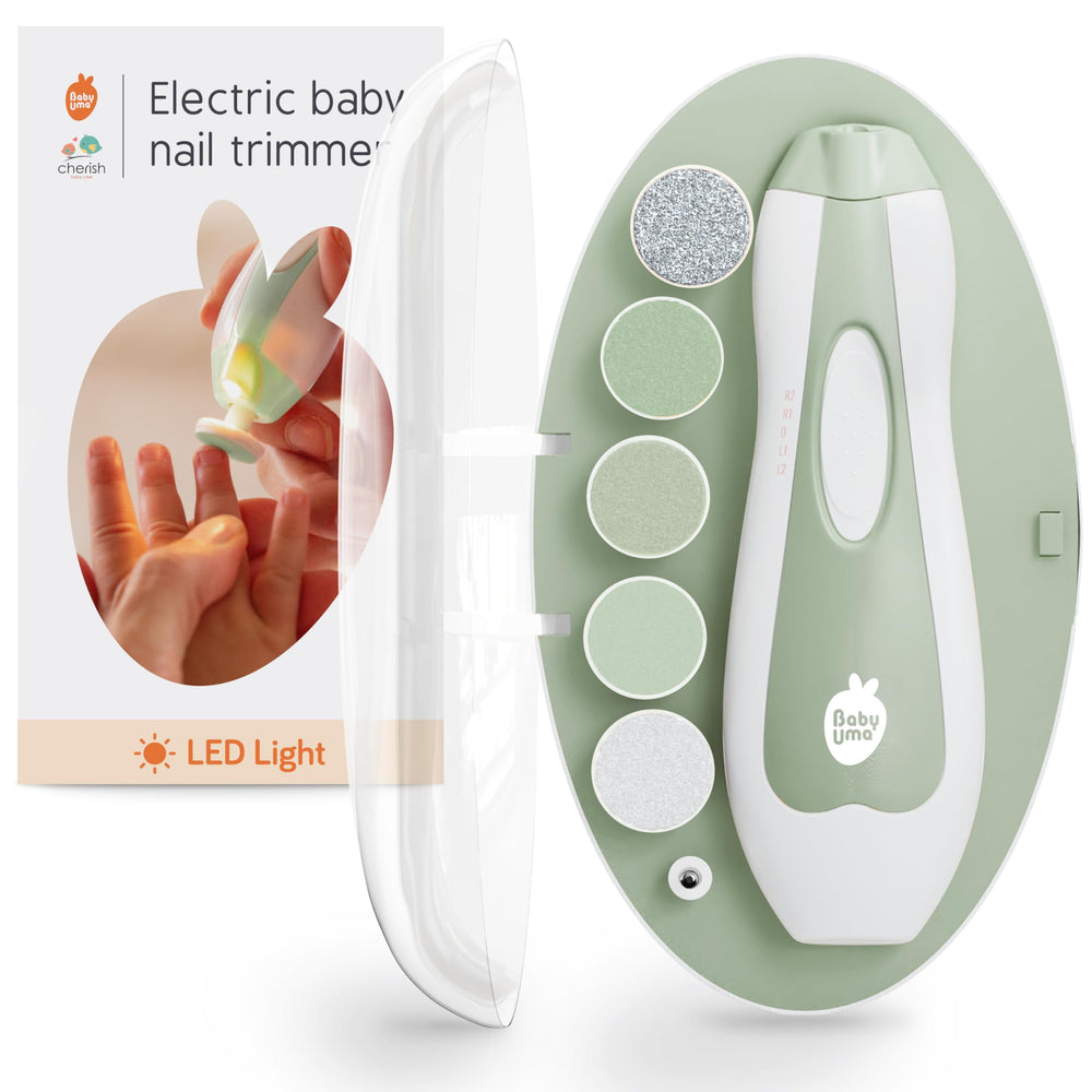 Baby Uma LED Nail Trimmer front view showing precise trimming for tiny nails.