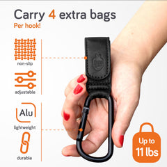 Baby Uma clips hold up to 11 lbs per carabiner