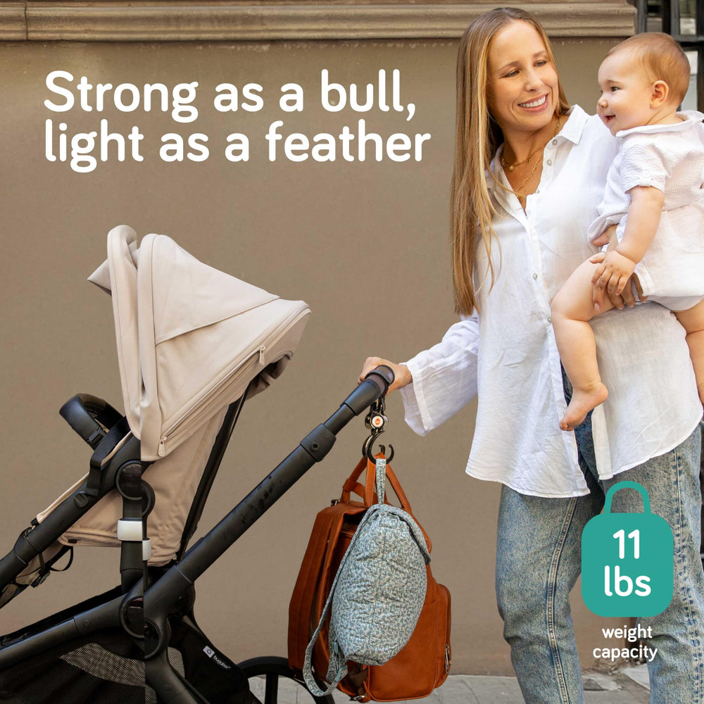 Baby Uma stroller hooks use lightweight ABS for portable durability