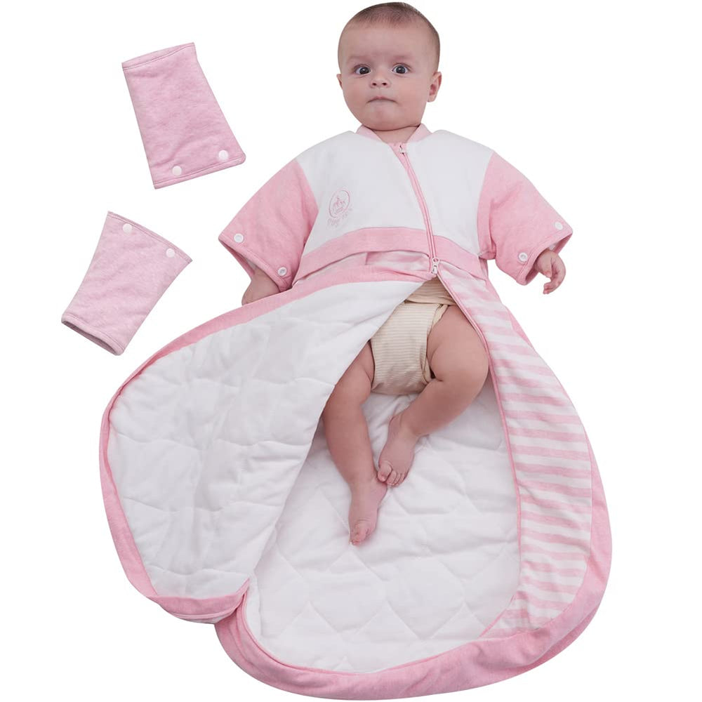 Babyah kids wearable blanket with detachable sleeves for easy dressing