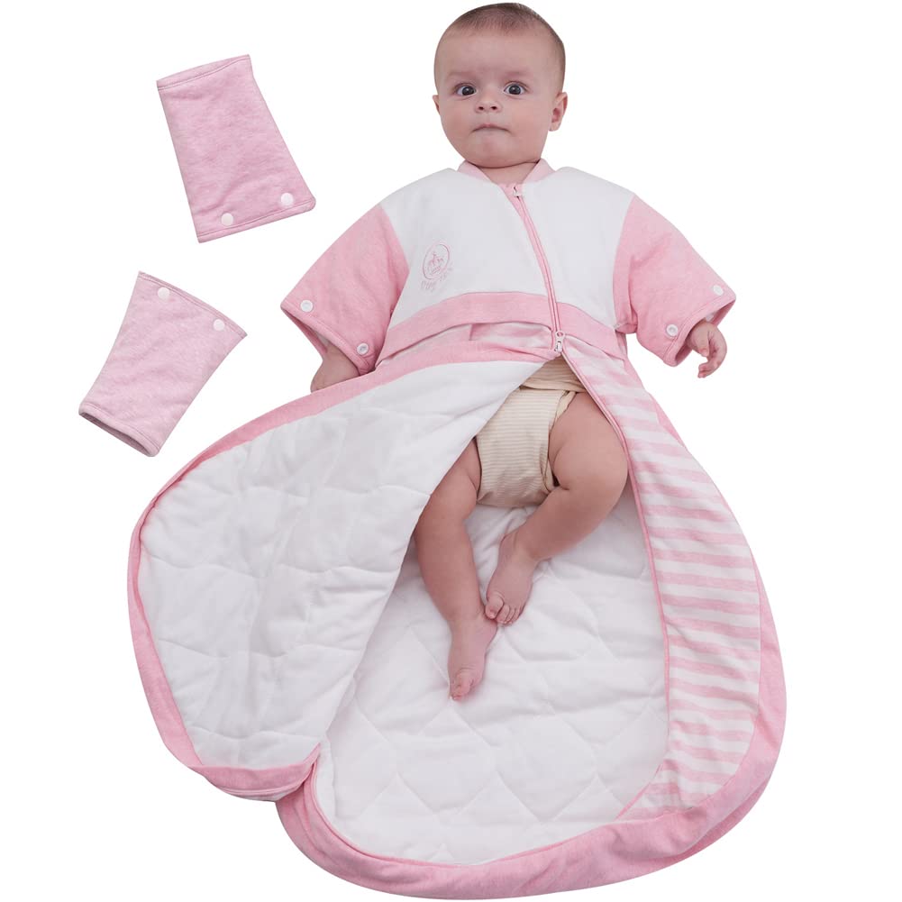 Babyah kids wearable blanket with detachable sleeves for easy dressing