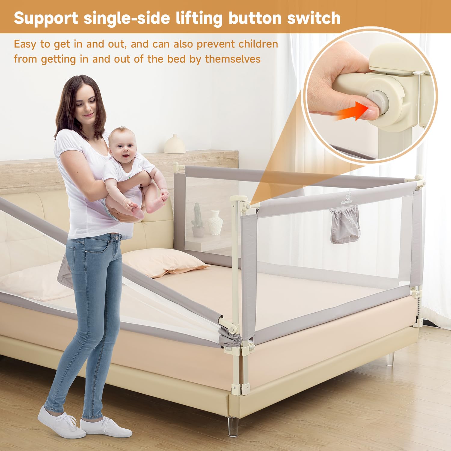BabyAlly breathable mesh panel keeps air flowing around the rail